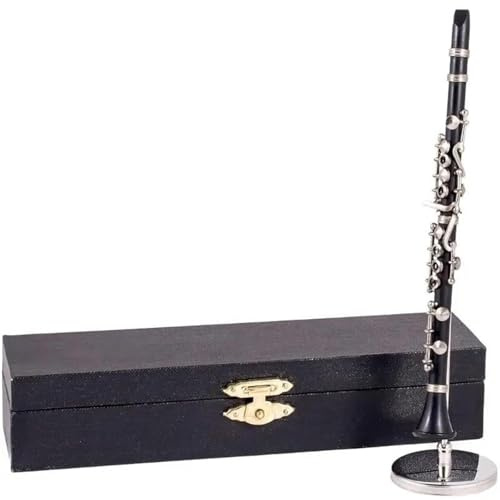 Figurines Miniatures D'instruments De Musique Clarinette Miniature avec Support Et Étui Figurines Accessoires(13.5cm)