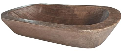 Cuenco de madera para masa, cuencos de madera decorativos, cuenco de masa de vintage de 9, 8x5, 9x2 pulgadas para granja, restaurante, cafetería, decoración de centro de mesa de velas
