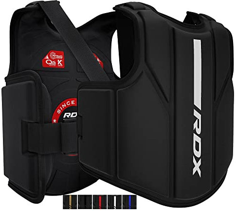 RDX Körperschutz Kampfsport, Maya Hide Leder Bauchschutz perfekt für Kickboxen, MMA Training, Muay Thai, Kampfsport, Boxtraining, Verstellbar Kampfweste Verwendung in Heim- und Fitnessstudio-Workouts