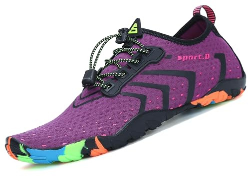 SAGUARO Scarpe da Scoglio per Uomo Donna Asciugatura Rapida Scarpette da Spiaggia Surf Traspirante Antiscivolo Scarpe Immersione, Ondulato Viola 38