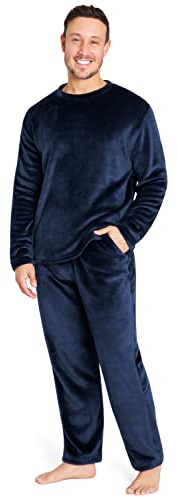 CityComfort Pigiama Uomo Invernale di Pile (2XL, Blu Navy)