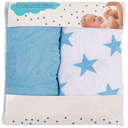 Lilly and Ben® Wickelauflagenbezug 2er Pack I kuscheliger & saugstarker Bezug mit Baumwoll-Oberfläche für Wickelauflage I pflegeleichter Spannbezug aus weichem Frottee