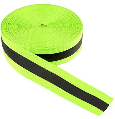 LLPT Reflektierendes Band zum Aufnähen,2,54cm x 15m Nylon Silber fluoreszierendes Reflektorband, Sicherheit Reflexband Leuchtband zum Annähen, Grün (RRG150)