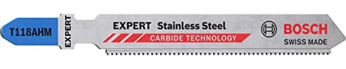 Bosch 3x Expert ‘Stainless Steel’ T 118 AHM Stichsägeblatt (für Edelstahlbleche, Länge 83 mm, Professional Zubehör Stichsäge)