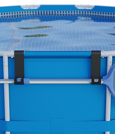 Carrie Box Support d'épuisette, Gris | 2 Supports | Support pour épuisette de Piscine | Rangement pour Accessoires de Piscine | en Plastique recyclé