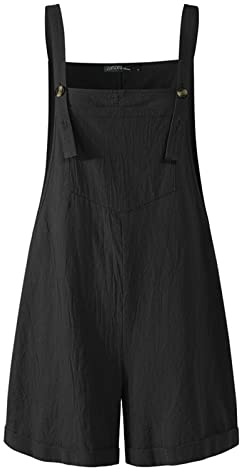 MINTLIMIT Women's Casual Short Overalls Cotton Adjustable Straps Rompers Linen Shorts Jumpsuit Playsuit