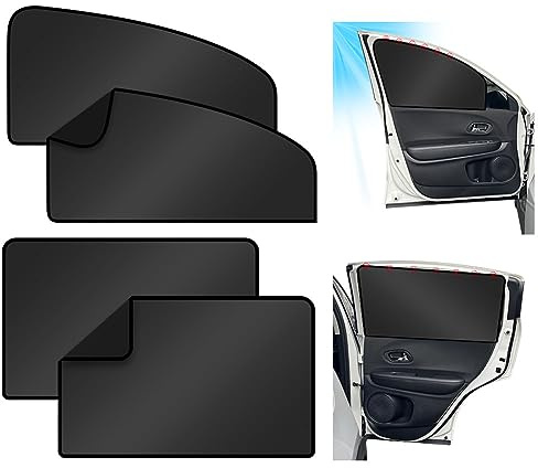 URAQT Parasol Coche Lateral, 4pcs Parasol Ventana Coche con Imanes, Parasol Coche Infantil Lateral Fácil Instalación, Cortinas Coche para Boquear los Rayos UV y Calor para Bebe Niños Adulto Mascotas
