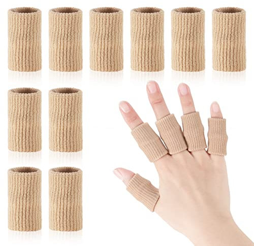 Heyu-Lotus 10 Pcs Finger Compression Sleeves Support,Breathable Finger Sleeve Protectors Thumb Brace Support for Finger Splint Compression Protector