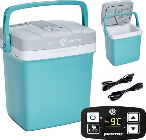 peme Essential Auto Kühlbox 22,9L - Elektrische Kühl- und Warmhaltebox, Dual Power 12V & 230V, Eco-Modus, USB-Ladefunktion, sichere Deckelverriegelung, für Auto, Boot, Camping