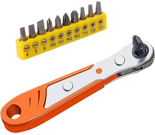 Ratschenschlüssel-Set Ratschenschraubendreher - Magnetischer Mini-Ratschenschlüssel mit 10 Bits, Bit-Schraubendreher Winkelschraubendreher Stubby-Ratschenschraubendreher, Multifunktionswerkzeug Gadget