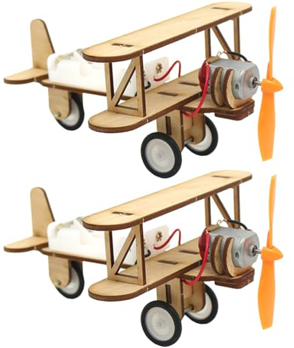 SAFIGLE Electric Taxi Plane Diy Assembly Kit for Kids - Wooden Educational Model Toy for Creative Play and Home Decoration Easy to Build 6.30 X 5.91 X 4.72In