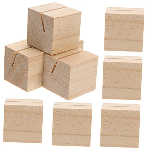 NUOBESTY 10Pcs Wood Card Holder Stand Table Number Plate Base for Events Menus Name Cards Photos Office Accessories
