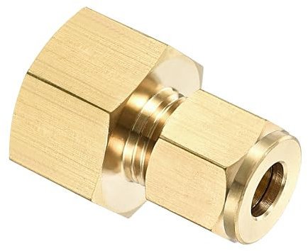YOKIVE Raccord de Tubes à Compression, Adaptateur de Couplage Droit en Laiton, pour les Tuyaux (Ton Doré, Filetage Femelle G1/2 x 8 mm)