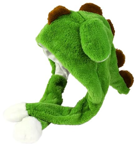 CHUNLINLAODA Mütze mit Beweglichen Ohren Dinosaurier Hut Damen niedlich lustig Plüsch Hut Mütze mit Wackelohren Cosplay Geburtstags Weihnachts Halloween Geschenk für Damen Mädchen Kinder (Grün)