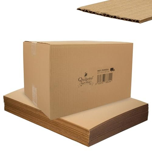 Quijote Paper World Pack 12 Cajas de Cartón 80x40x40cm - Cajas Multiusos, Mudanza, Embalaje, Almacenaje - Color Marrón