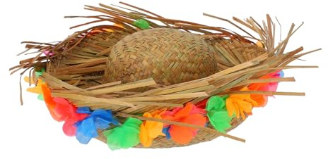 Toyvian Mini Hawaiian Pet Straw Hat for Dogs Stylish and Cool Costume Accessory for Parties Photo Shoots and Everyday Use for Pets Woven Design