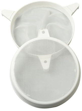 TOPBATHY Passoire à Miel en Plastique Blanc Tamis Double Nylon, Filtre à Miel Grosse Capacité et Anti-rouille pour Matériel Apiculture
