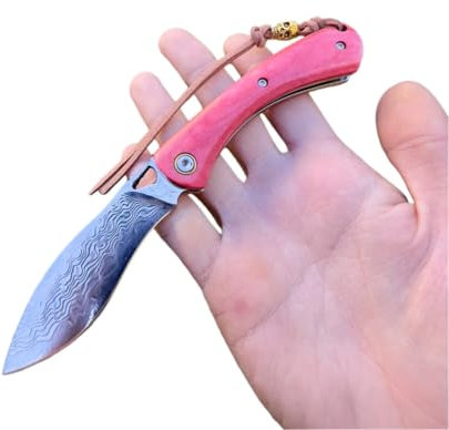 Obespina Klappmesser Taschenmesser Damast Japanischer Stil 67 Schichten VG10 Damaststahl Klinge Backlock Scharf Sammlerstück Geschenk Herren Luxus Perle EDC Camping Geschmiedet Handwerk Jagd Outdoor