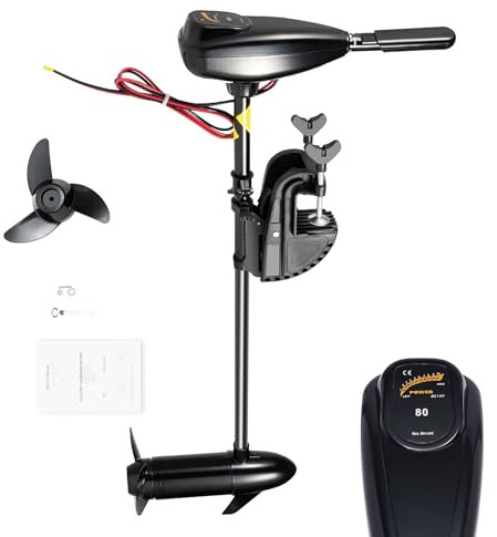 HUOMMGS 36 kg elektrisk utombordare 12 V elmotor båtuppgradering utombordsmotor | 1850 kg dragkraft | 5 framåtväxlar + 3 backväxlar | höjdjusterbar | batteridisplay | utombordare
