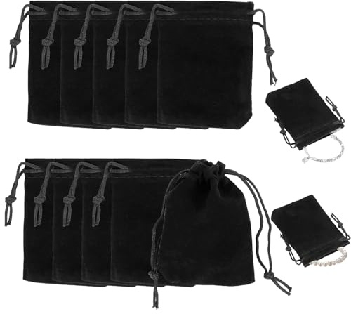 Pochon Tissu, Bijoux Noir 10pcs Sac De Rangement Anti-Poussière Pour Collier Bracelet Bague Emballage Cadeaux Et Stockage