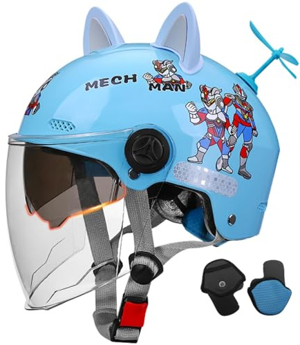 Söt Barnmotorcykelhjälm Öppen Halvhjälm Barn Pojkar Flickor 3-14 År ATV-Hjälm För Ungdomar Dirtbike Motocross Skoter Gokart, ECE-Godkänd B,49-54cm