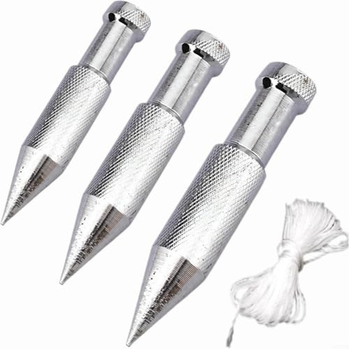 Sandyseptember Set di 3 pezzi con filo a piombo, strumento accurato per muratura per edilizia e lavorazione del legno, 5 m di filo