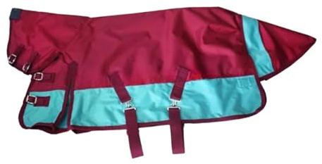 Aymzbd Coperta Invernale Impermeabile E Antivento per Cavalli, Realizzata in Oxford 600D. Abbigliamento da Equitazione, Burgundy Sky Blue S