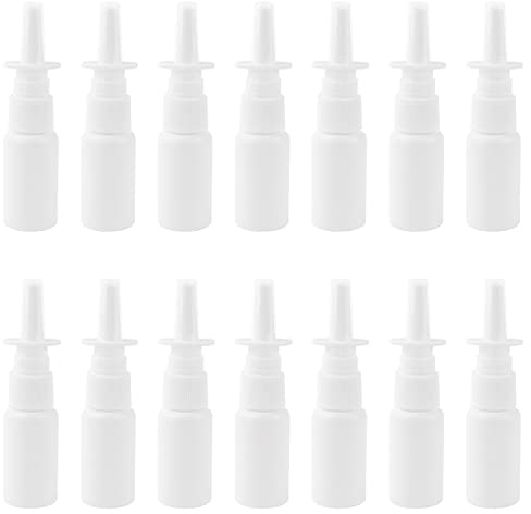 AUEAR, 5-pack 20 ml vit plast tomma påfyllningsbara nässprayflaskor dimma näsa nässpruta flaska dimma sprayer atomiserare smink vattenbehållare för resor utomhus, 20 ml, 5 st (paket med 1)