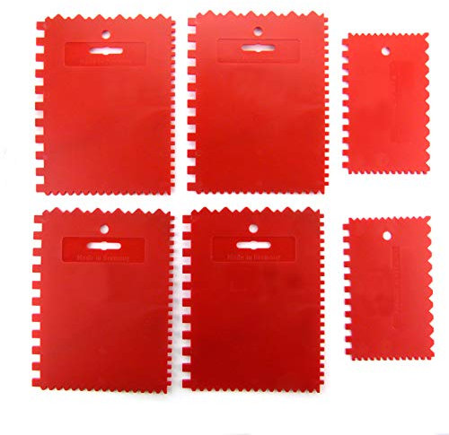 Kunststoff Zahnspachtel 6er Satz Kleberspachtel Aufstreich-Spachtel Leimspachtel Kleberspachtel 4x 13,5 x 17,5 cm / 2x 8,3 cm x 13,5 cm