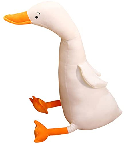 OUKEYI Peluche a forma di cigno bianco, divertente anatra, morbido cuscino in peluche a forma di anatra, giocattolo per bambini, 65 cm