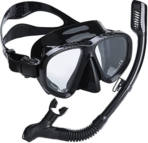 DIZOKIZO Schnorchelset Erwachsene Schnorchelmaske Panoramablick Anti-Leck Anti-Fog Verstellbare Bänder Tauchmaske für Scuba Schwimmen Tauchen