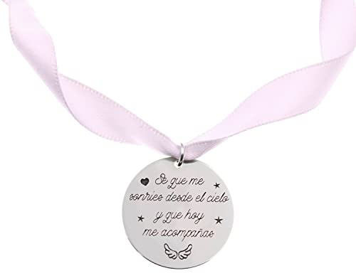 Mi Joya Personalizada - Medalla para Ramo de Novia en Plata de Ley - Se Que Me Sonríes Desde El Cielo y Hoy Me Acompañas(Medalla Ramo 2)