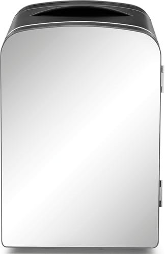 Iceman Verspiegelter 4 Liter Mini-Kühlschrank, Hautpflege, Make-up-Aufbewahrung, Seren und Gesichtsmasken, klein für den Schreibtisch oder auf Reisen, kühlen & heizen, kosmetische Anwendung, Schwarz