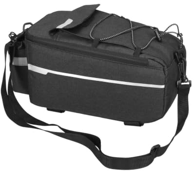 Rianpesn Bicycle Rear Rack Bag, 8L Reflective Water Resistant Saddle Panniers, Cycling Back Seat Cargo Carrier Pouch with Shoulder Strap