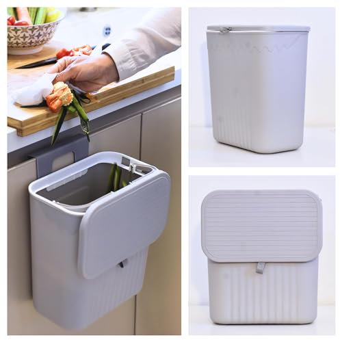 GENIO IN CASA Pattumiera da cucina da 12 l, con coperchio scorrevole, pattumiera umida per rifiuti differenziati, accessorio salvaspazio per cucina, camper e bagno, colore: grigio