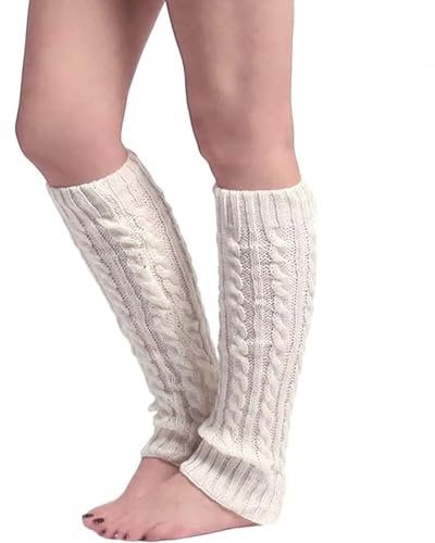 Bcenoilua Warme Stulpen Beinwärmer für Damen Winter Lang Knöchelwärmer Weich Crochet Stricken Stulpen Legwärmer Hohe Fußlose Kniestrümpfe für Alle Beinformen