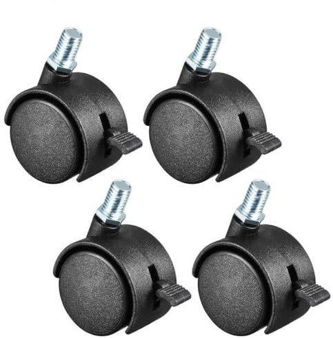 Multibao 4xPcs 1.5 Inch Castor Wheel Swivel Caster Threaded Brake M8 x 15mm for Furniture