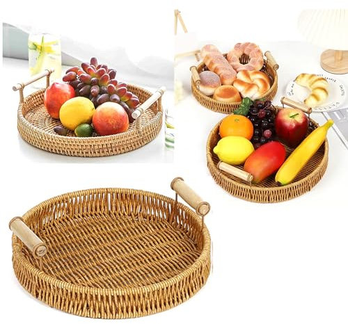 Grey Mesh Fruit Basket & Ring Peeler -Handled Fruit Basket, MESH Fruit Bowl 27cm, Bread Basket, Keep UNWANTED Pets Out, Decorative Woven Table Piece (Grey Fruit Basket)