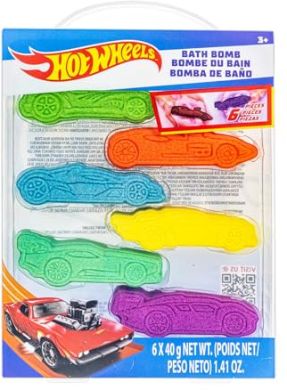 Hot Wheels Bath Bomb Set, 6-Piece Bubble Gum Scented, Ages 3+