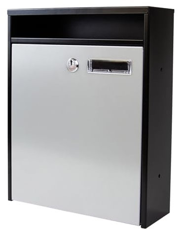 YCWJPPL Locking Wall Mount Mailbox, Modern Mail Boxes for House Outside, Galvanized Steel Cover and Rust-Proof Metal Mail Box, Large Drop Box with Lock 10 x 4 x 13 Inch(White)