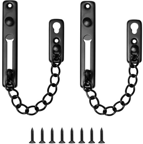 2 Stück Edelstahl Türkette, Tür Kettenschloss für Haustüren, Sicherheitsriegel und Türverriegelung mit Schrauben, Diebstahlschutz für Hotel und Familie