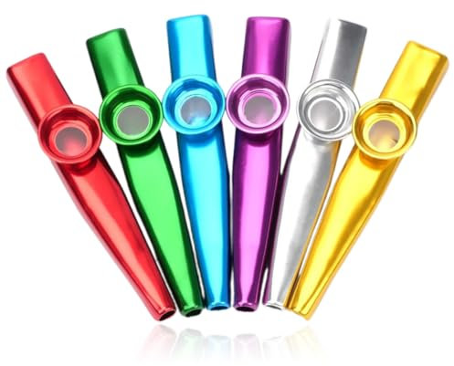 6-teiliges Kazoo-Instrument, für Erwachsene und Musikanfänger, Kinderpartygeschenke, Kazoo, Metall-Kazoo für Kinder, 6 Farben
