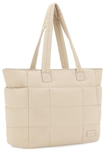 VASCHY Bolso Acolchado Grande, Tote Bag para Viaje y Shopper, Con Asa de Hombro y Mano, Para Playa, Ordenador Portátil, Trabajo y Universidad