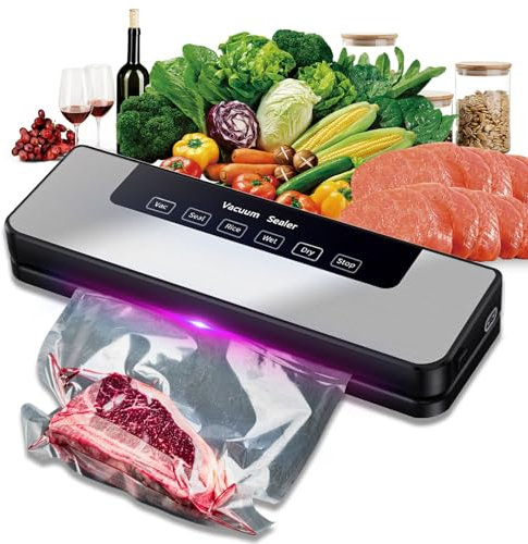 Mingfuxin Vacuum Sealer, 6-in-1 Food Vacuum Sealer Machine with 65 KPA Powerful Suction, Multi-function Food Vacuum Sealer for Dry & Moist Food Fresh Preservation with 10Pcs Vacuum Sealers Bags