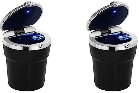 Remingtape 2 x bilaskkoppar med lock – bärbar bil askmugg självsläckande – tillverkad av brandsäker plast, svart