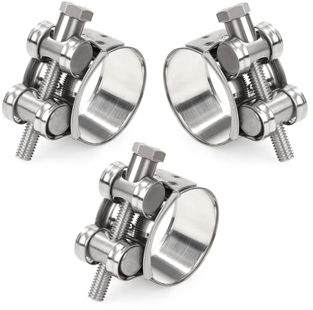 Yesaler Morsetto per Tubo di Scarico Morsetto in Acciaio Inox 23-25mm Morsetti di Scarico per Moto Automotive Tubi di Scarico 3 Pezzi