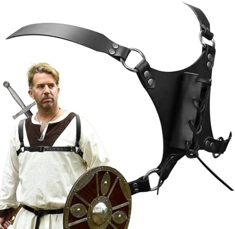 Generico Faucille arrière des épées unisexe - Ceinture d'épée en faux cuir avec sangle arrière réglable | pour cosplay, théâtre, Halloween, LARP, costume et jeux d'aventure p