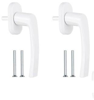 MaoNativey 2 Piezas Manillas de Ventana Blancas de Aluminio - Manetas de Seguridad Antirrobo, para Ventanas, Balcones, Cocina y Baño