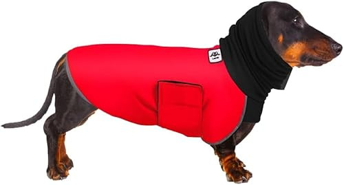 Dachshund Coats, Dog Winter Coat Warm Waterproof, Dachshund Raincoat Waterproof Clothing, Miniature Dog Coat, Raincoats for Dogs Small (Red, XS)