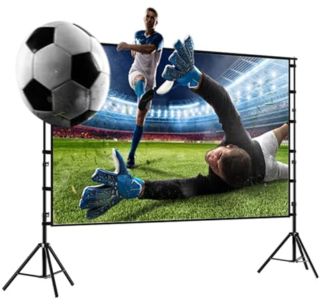 84/100/120/150in Foldable Projector Screen with Tripod Stand, 3D 4K Ultra HD Portable Movie Screen, 16:9 for Outdoor Indoor Home Theate(150(16:9))